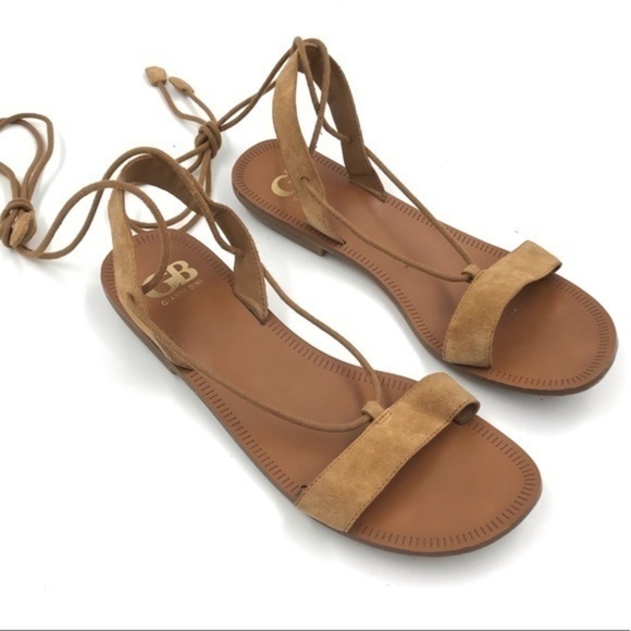 Gianni Bini Tan Leather Ankle Tie Lace Up Sandals Size 8.5 - Picture 2 of 8